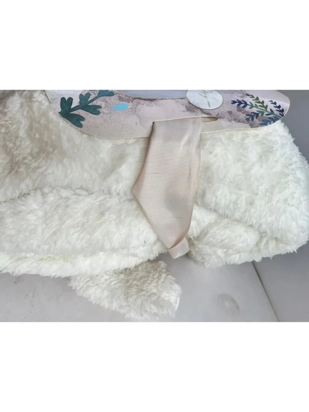 Plush Hug Me  Bear and Blanket 2 Piece Gift Set with 50” X 60”Throw White Soft